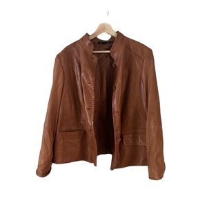 Ellen Tracy 100% Genuine Leather Braided Jacket Size 18